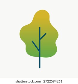 Icono de árbol Abstractas con un diseño simple. El árbol presenta un gradiente de verde a amarillo. Símbolo de árbol minimalista con un aspecto limpio y moderno. Ilustración de árbol simple. Vector de ilustración de Naturaleza.