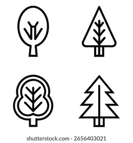 Ícones de árvore abstratos Limpar os gráficos da natureza moderna