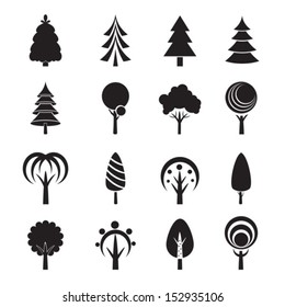 Abstract tree icons. Vector black.  EPS-10 (non transparent elements,non gradient)