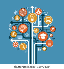 abstract tree with icons. Vector education and science concept.