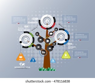 Abstract tree infographics elements