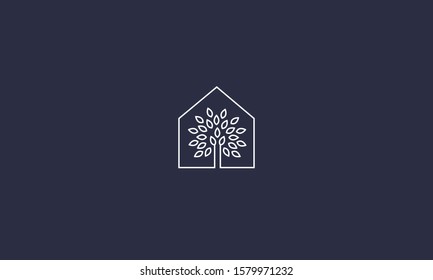 A abstract tree inside a house logo