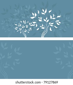 abstract tree invitation for life events with place for text, in white blue colors