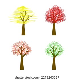 Árbol abstracto. Aislado sobre fondo blanco. Estilo plano.  Ilustración vectorial.