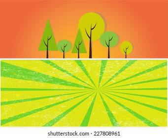 Abstract of tree label  with sun ray card