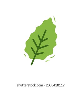 Hoja de árbol abstracta, colores naturales. Imitación de huellas digitales. Vector aislado sobre fondo blanco.