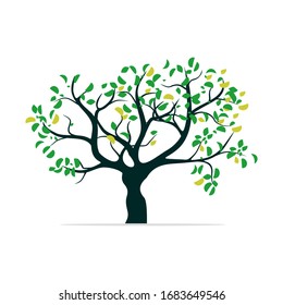 Abstract tree and leaf vector illustration