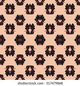 abstract tree leaves on a pink background seamless pattern vector illustration