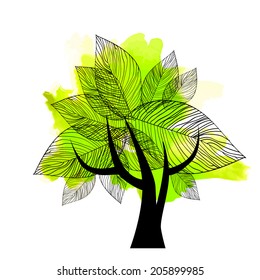 abstract tree with leaves. Vector 