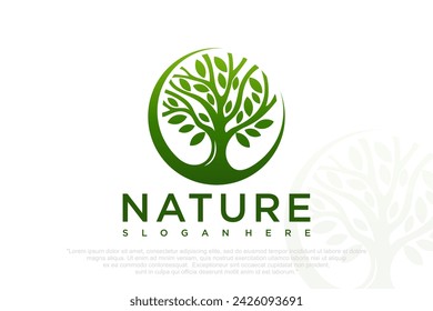 Resumen Logo del Árbol de la vida . Símbolos botánicos de la naturaleza vegetal . Ilustración vectorial .