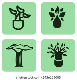 Abstract Tree of life logo icons set. Botanic plant nature symbols .