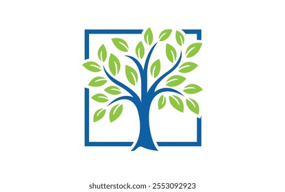 Abstract Tree of Life logo Organic nature symbol Tree branch with leaf sign Natural plant design