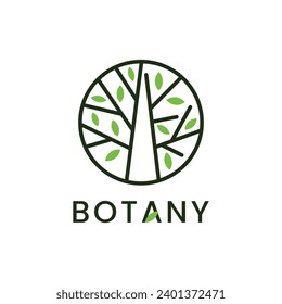 Abstract Tree of life logos. Eco nature symbols. Tree branch with leaves signs. Natural plant design elements emblems. Vector illustration.