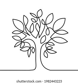 Abstract tree as line drawing on the white background. Vector