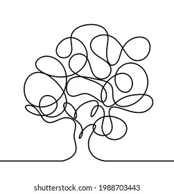 Abstract tree as line drawing on the white background. Vector