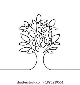 Árbol abstracto como plano de línea sobre el fondo blanco. Vector