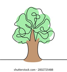 Abstract tree as line drawing on the white background. Vector