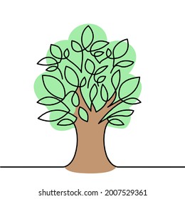 Árbol abstracto como plano de línea sobre el fondo blanco. Vector