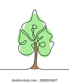 Abstract tree as line drawing on the white background. Vector
