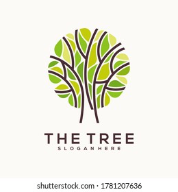 abstract tree line logo with circle shape