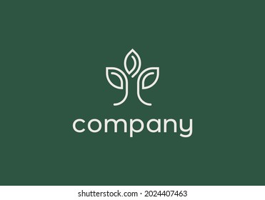 Resumen de la línea de árbol minimalista icono de la plantilla del logotipo del vector, concepto elegante y lujoso ilustración del vector
