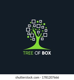 abstract tree logo with box leaves