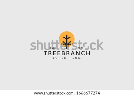 Abstract tree logo. Tree branch logo. Cafe Vector line icon template