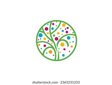 Abstract tree logo. Bright colors. Sign. Label.