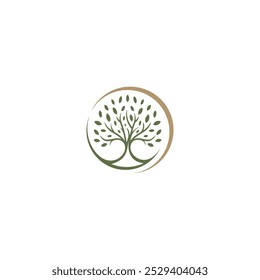 abstract tree logo circle, vector, badge.