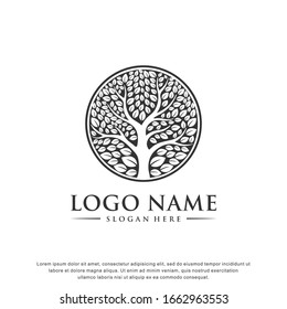 Abstract tree logo concept. balance and life design template. Vector illustration 