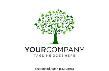 Abstract tree logo design concept