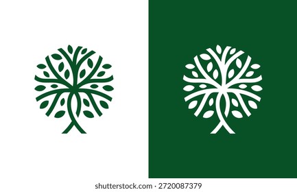Ilustração de modelo vetorial de conceito de design de logotipo de árvore abstrata com símbolo de estilo de linha ícone gráfico
