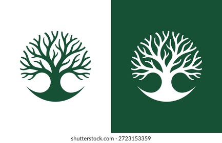 Ilustração de modelo vetorial de conceito de design de logotipo de árvore abstrata com símbolo de estilo de linha ícone gráfico