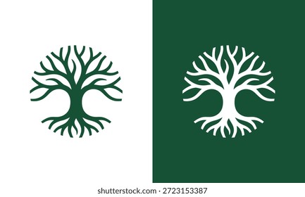 Ilustração de modelo vetorial de conceito de design de logotipo de árvore abstrata com símbolo de estilo de linha ícone gráfico