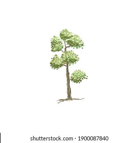 Abstract tree logo design with hand drawn concept, vector