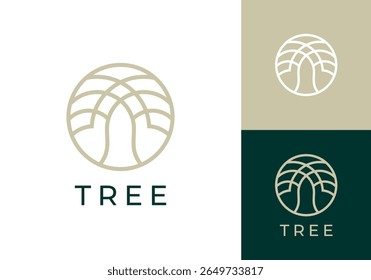 abstract tree logo design. line nature garden forest luxury icon vector concept