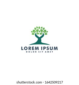 Abstract tree logo design, nature forest icon vector illustration