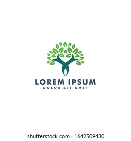 Abstract tree logo design, nature forest icon vector illustration