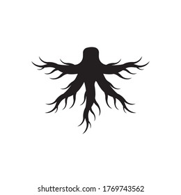 Diseño del logotipo del árbol abstracto, ilustración vectorial del diseño del logotipo raíz
