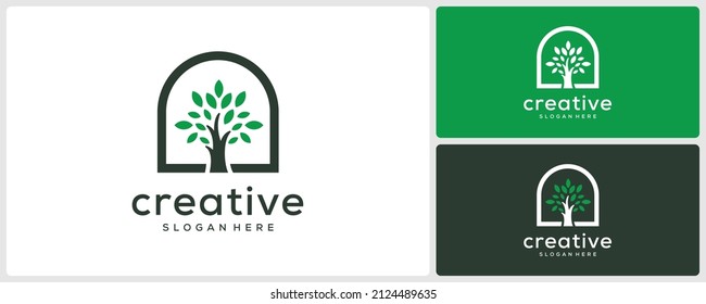 Abstract tree logo design template