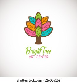 Abstract tree logo design template. Logotype icon. Vector design for beauty or yoga studio, wedding salon or photography studio