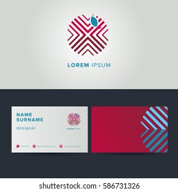 Abstract tree logo design with template business card. Visual identity