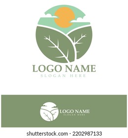 Abstract tree logo for forest and park nature.with a combination of .vector line elements for business designs, agriculture, ecological concepts, greenery and natural beauty.