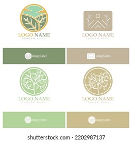 Abstract tree logo for forest and park nature.with a combination of .vector line elements for business designs, agriculture, ecological concepts, greenery and natural beauty.