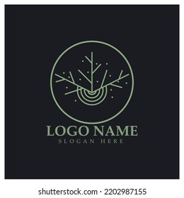 Abstract tree logo for forest and park nature.with a combination of .vector line elements for business designs, agriculture, ecological concepts, greenery and natural beauty.