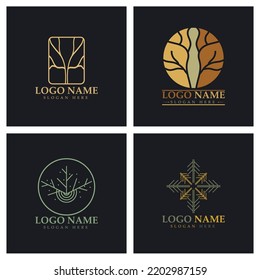 Abstract tree logo for forest and park nature.with a combination of .vector line elements for business designs, agriculture, ecological concepts, greenery and natural beauty.