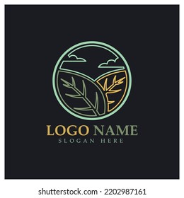 Abstract tree logo for forest and park nature.with a combination of .vector line elements for business designs, agriculture, ecological concepts, greenery and natural beauty.