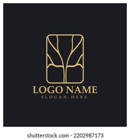 Logo de árbol abstracto para naturaleza forestal y de parque.con una combinación de elementos de línea .vector para diseños de negocios, agricultura, conceptos ecológicos, vegetación y belleza natural.