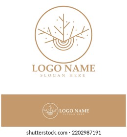 Abstract tree logo for forest and park nature.with a combination of .vector line elements for business designs, agriculture, ecological concepts, greenery and natural beauty.