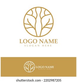 Abstraktes Baumlogo für Wald- und Parklandschaft.mit einer Kombination von .Vektorgrafik-Elementen für Geschäftsdesigns, Landwirtschaft, ökologische Konzepte, Grün und natürliche Schönheit.